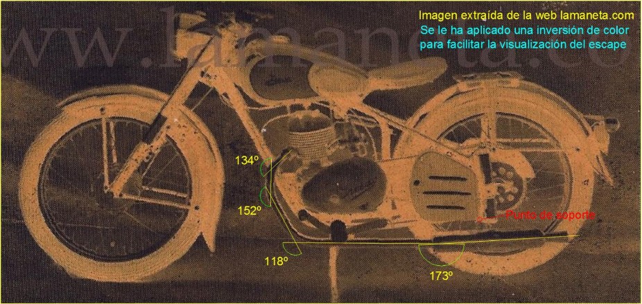 El sistema de escape Iresa 200 de 1953 forma un ángulo de 173º entre el codo y el silenciador